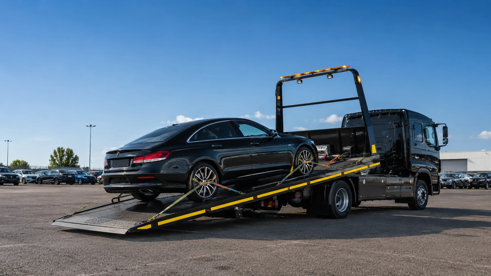 Recovery truck collecting a car from a UK vehicle auction